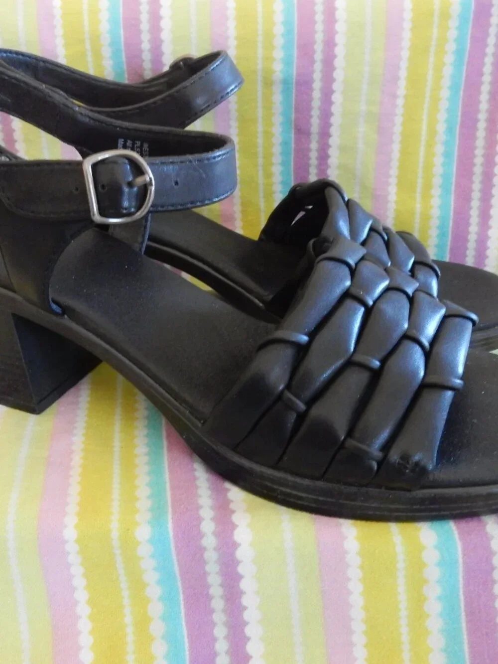 NEW NO BOX Frye and Co. Westmont Black Strappy Block Heel Sandals womens 8 M
